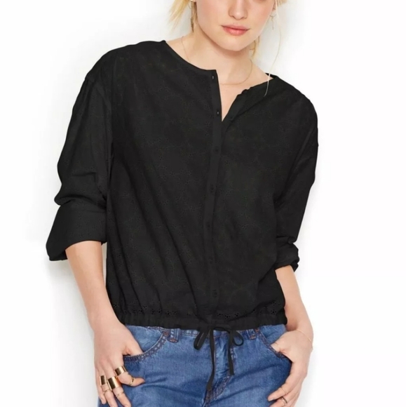 Free people  start align eyelet black  blouse - Picture 5 of 16